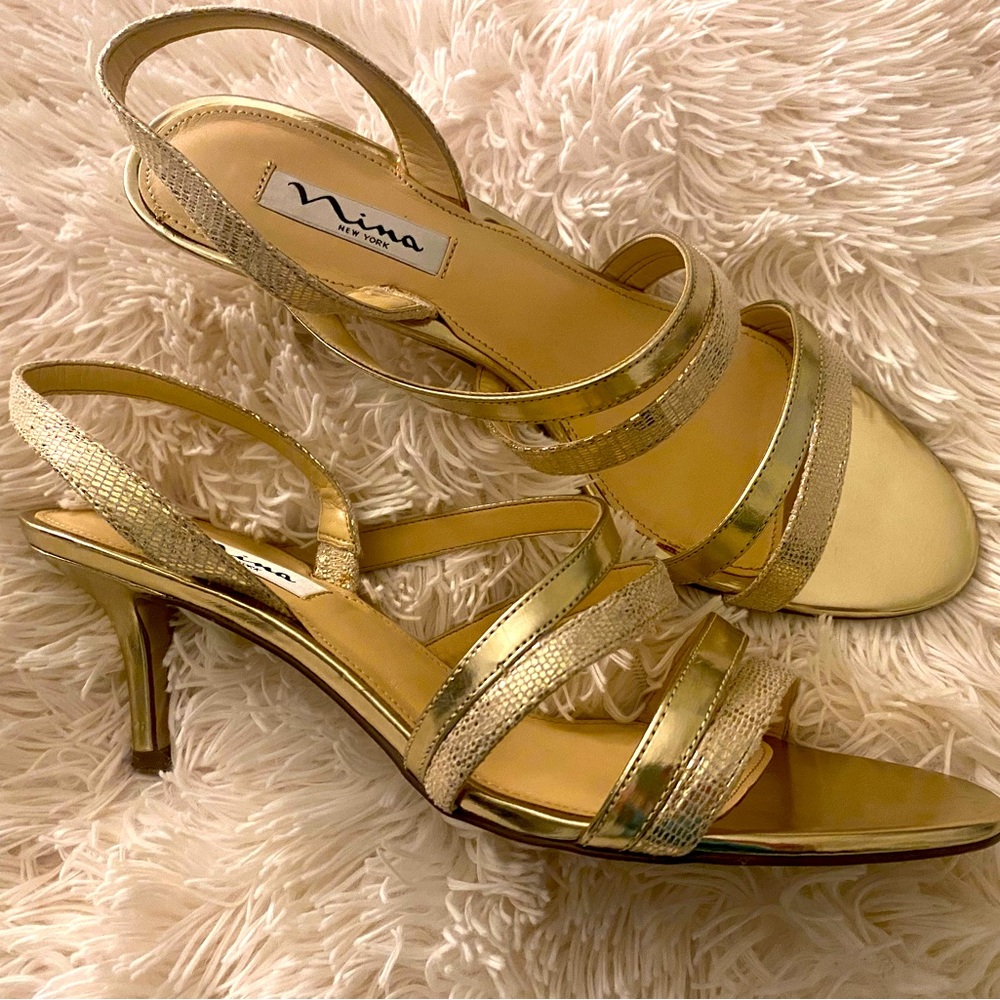 Nina gold sandals, Size 9.5